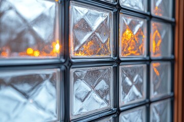 Aufkleber - A close-up shot of a glass block wall, ideal for use in architecture or design concept images