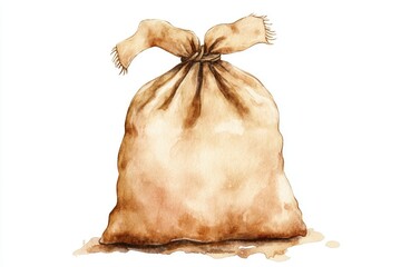 Poster - A watercolor illustration of a bag filled with money, ideal for use in financial or monetary related contexts