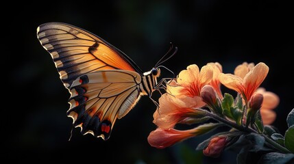 Poster - A close-up image of a butterfly perched on top of a colorful flower