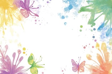 Poster - A colorful bouquet of flowers surrounded by fluttering butterflies