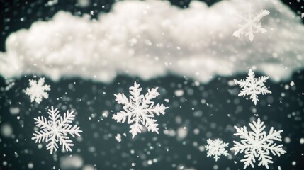 Aufkleber - Snowflakes falling from the cloudy sky, a peaceful winter scene