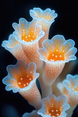 Aufkleber - A bouquet of bright orange and white flowers against a dark, contrasting background