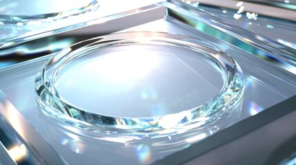 Poster - A close-up shot of a glass plate on a table, perfect for depicting everyday life or as a prop in a still life composition