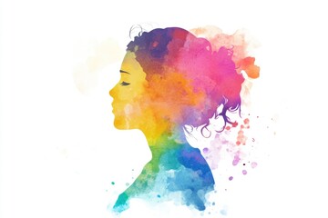 Aufkleber - Watercolor portrait of a woman's face, delicate features and soft colors