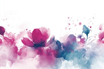 Poster - Delicate watercolor painting of colorful flowers against a pure white background