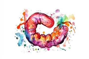 Aufkleber - A whimsical illustration of the letter O in bright colors
