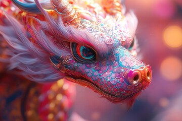 Poster - A close-up view of a dragon statue, ideal for use in fantasy-themed designs and illustrations