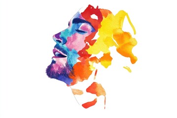Poster - A colorful depiction of a human face with various hues