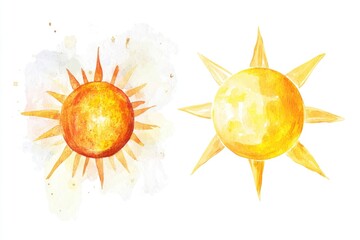 Poster - Watercolor illustration of sun and moon, great for designs related to day and night