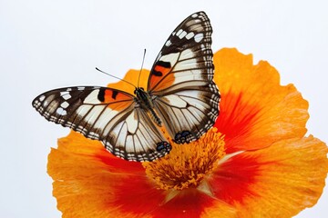 Poster - A butterfly perched on a colorful flower, perfect for decorating or illustrating a story about nature