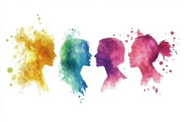 Poster - Three colorful silhouettes on a white background, great for design and illustration needs
