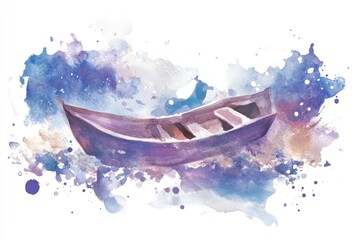 Poster - A serene scene with a boat drifting gently on the surface of the water, suitable for use as a background or symbolizing peace and tranquility