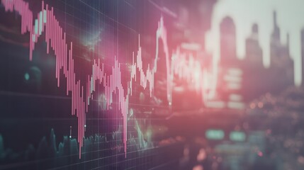 Poster - Stock Market Data Display Showing City Skyline