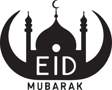 Eid Mubarak icon silhouette vector with white background