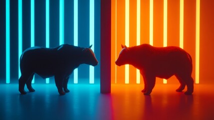 Poster - Bull and Bear Market Concept in Warm Light