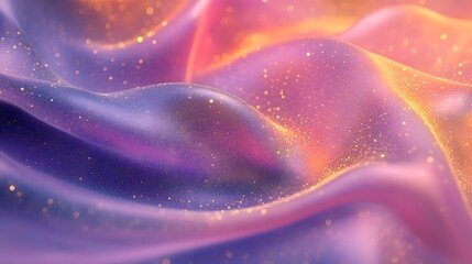 Poster - Glittering Pink Purple Fabric Waves Abstract Design