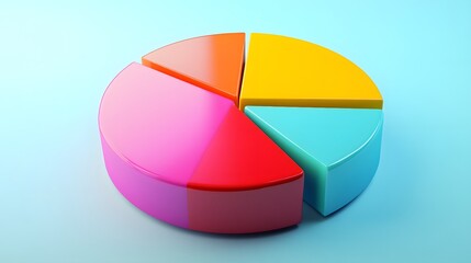 Poster - Colorful Three Dimensional Pie Chart Graphic Representation