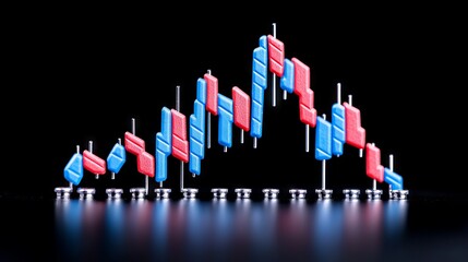Poster - An electronic financial chart with bright lines and data display on a dark-colored background.