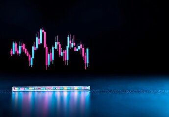 Poster - A stock market or forex trading graph in a graphic concept, ideal for financial investment or economic trend business ideas, along with all artwork design. Abstract finance background.