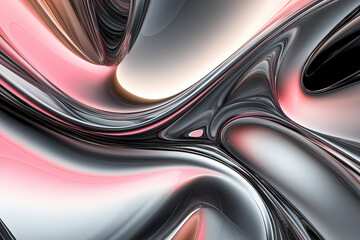 Wall Mural - Abstract liquid art background with swirling patterns of pink, gray, and black colors. Minimalist style. The composition is a close-up view showcasing the fluidity of paint in an organic form.