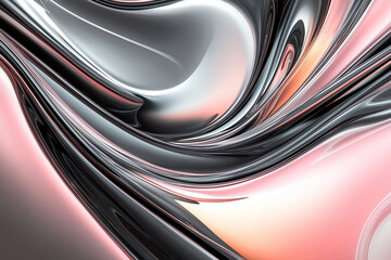 Wall Mural - Abstract liquid art background with swirling patterns of pink, gray, and black colors. Minimalist style. The composition is a close-up view showcasing the fluidity of paint in an organic form.