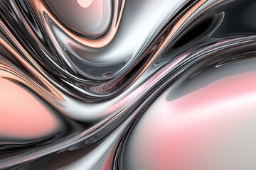 Wall Mural - Abstract liquid art background with swirling patterns of pink, gray, and black colors. Minimalist style. The composition is a close-up view showcasing the fluidity of paint in an organic form.