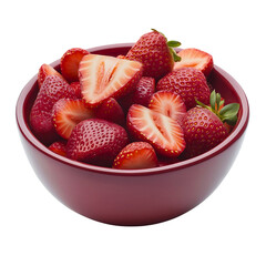 Wall Mural - Vibrant Fresh Organic Strawberries in a Bowl Closeup Healthy Dessert Option isolated