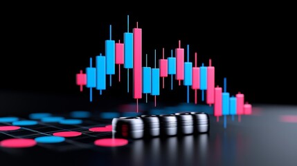 Poster - A detailed view of a digital screen showing financial stock market data, complete with graphs and analytics, highlighting market trends and investment analysis.
