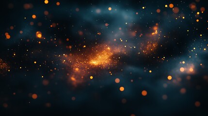 Poster - abstract orange and blue glowing particles background