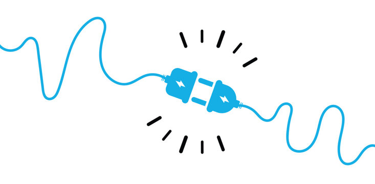 Electric socket with plug icon. Electric plug and outlet socket unplugged. cable of energy disconnect sign. symbol electric plug design