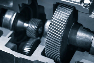 Poster - engine gear wheels, industrial background