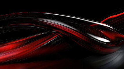 Poster - An abstract composition featuring flowing red and black curves against a dark background, creating a dynamic and sleek visual effect.