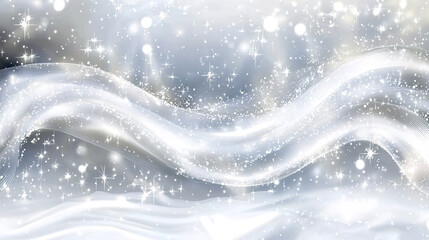 Poster - A shimmering, ethereal background featuring swirling silver waves and sparkling elements, evoking a dreamlike, magical atmosphere.
