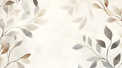 Poster - Watercolor Painting of Delicate Branches and Leaves