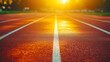 © Bartek - Sunset Glow on Running Track: Inspirational Athletic Training Scene, Vibrant Summer Evening, Sports Motivation, Fitness Journey Begins, Golden Hour