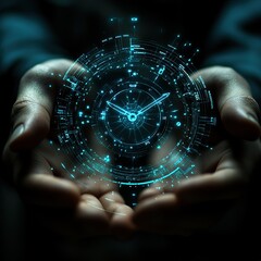 Fototapete - Time manipulation visualization digital realm graphic design futuristic environment close-up view conceptual art