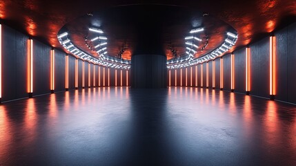 Poster - Illuminated dance floor action futuristic studio digital art modern environment wide angle urban concept