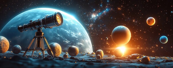 Wall Mural - exploring celestial wonders astronomy event outer space digital art cosmic environment wide-angle vi