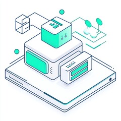 Poster - Abstract illustration of a futuristic data center system