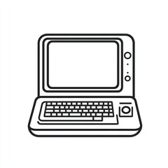 Poster - Retro Computer Design Simple Line Art Illustration