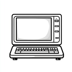 Poster - Retro Computer Design Simple Line Art Illustration