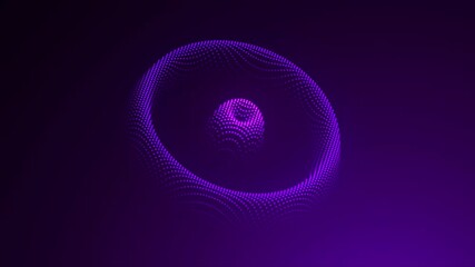 Poster - pulsing purple particles forming dynamic torus, expanding and contracting with fluid wave-like rippl