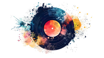 Wall Mural - amina_Watercolor-style_vinyl_record_-51D13.png