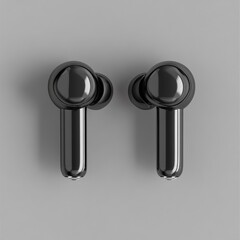 Poster - wireless earphones isolated on grey background. headphones for smarphone and tablet. detailed and realistic gadgets mockup. stock vector 3d illustration