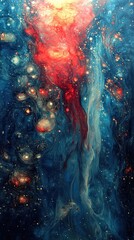 Aufkleber - Journey Through the Cosmic Void Revealing Vibrant Colors and Swirling Galaxies in a Timeless Expanse