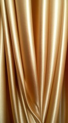 Poster - Luxurious Soft Brown Satin Curtains Drape Gracefully, Adding an Elegant Touch to Any Festive Setting