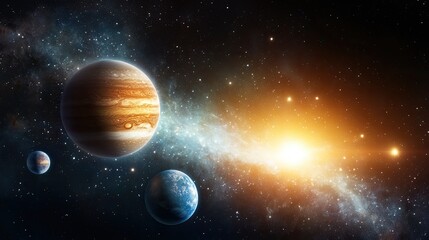 Poster - Exploring the Vast Emptiness of Dark Space and Its Celestial Wonders Near Distant Planets