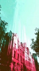 Aufkleber - Sky Transformed Into a Digital Dreamscape With Vibrant Colors Over Urban Architecture
