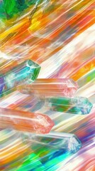 Poster - Vibrant and Dynamic Display of Time Crystals Glimmering With Colors in a Swirling Backdrop