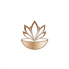 Canvas Print - Modern golden lotus flower design emerging from a sleek half-circle bowl on a clean white background